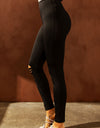 Double Take Wide Waistband Distressed Slim Fit Leggings