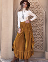 Slit Ruffled Wide Leg Pants