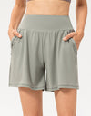 Pocketed Elastic Waist Active Shorts