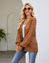 Openwork Open Front Lantern Sleeve Cardigan
