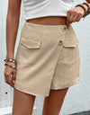 Pocketed High Waist Shorts with Zip