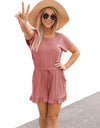 Ruffled Boat Neck Short Sleeve Romper