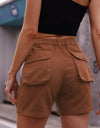 Buttoned Cargo Denim Shorts