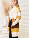 Woven Right Color Block Dropped Shoulder Cardigan