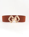 Geometric Buckle Elastic Wide Belt