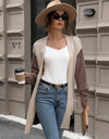 Contrast Open Front Long Sleeve Cardigan