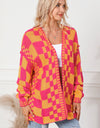 Contrast Exposed Seam Open Front Cardigan