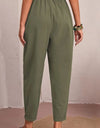 Elastic Waist Pocket Tapered Pants