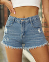Raw Hem Distressed Denim Shorts