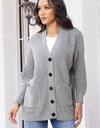 Button Up Long Sleeve Cardigan with Pockets