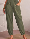 Elastic Waist Pocket Tapered Pants