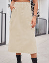 Slit Buttoned Denim Skirt with Pockets