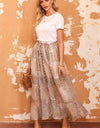 Floral Buttoned Front Slit Skirt