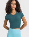 Round Neck Short Sleeve Cropped Sports T-Shirt
