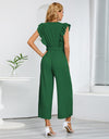 Ruffled Surplice Cap Sleeve Jumpsuit