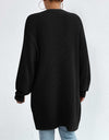 Open Front Dropped Shoulder Slit Cardigan