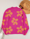 Flower Round Neck Long Sleeve Sweater