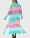 Color Block Long Sleeve Pocketed Cardigan
