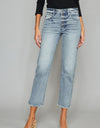 Kancan High Waist Button Fly Raw Hem Cropped Straight Jeans