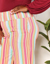 Double Take Striped Smocked Waist Pants with Pockets