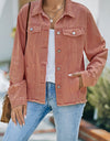Distressed Raw Hem Denim Jacket