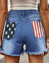 Raw Hem Denim Shorts with Pockets