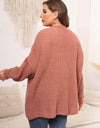 Plus Size Open Front Dropped Shoulder Knit Cardigan