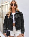 Tassel Button Up Dropped Shoulder Denim Jacket