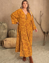 Plus Size Printed Slit Long Sleeve Dress