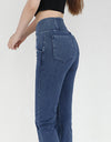 Wide Waistband Bootcut Jeans with Pockets