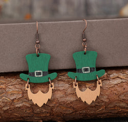 Wooden Hat Shape Dangle Earrings