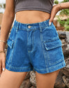High-Waist Denim Shorts with Pockets