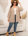 Plus Size Open Front Dropped Shoulder Knit Cardigan