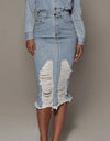 Distressed Slit Denim Skirt