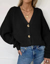 Button Up V-Neck Long Sleeve Cardigan