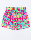 Color Block Elastic Waist Shorts