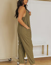 Spaghetti Strap Deep V Jumpsuit with Pockets