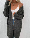Cable-Knit Button Down Cardigan with Pockets