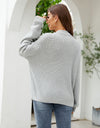 Button Up Drop Shoulder Long Sleeve Cardigan