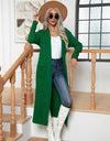 Cable-Knit Open Front Cardigan with Pockets