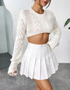 Openwork Round Neck Knit Top