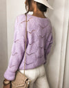 Openwork Button Up Long Sleeve Cardigan
