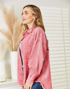 Distressed Raw Hem Denim Jacket