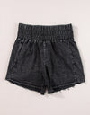 High Waist Raw Hem Denim Shorts