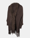Fringe Open Front Long Sleeve Poncho