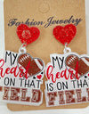 Heart Shape Sports Theme Acrylic Dangle Earrings