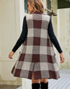 Plaid Open Front Sleeveless Cardigan with Pockets