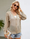 Button Down Ribbed Trim Cardigan