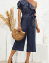Ruffled Single Shoulder Tie Waist Jumpsuit