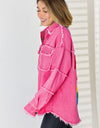 PEACE Raw Hem Dropped Shoulder Denim Top